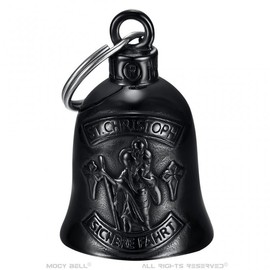 MOCY BELL - Clochette Moto St. Christopher Safe Ride Allemand Guardian Gremlin Mocy Bell Acier Stainless Steel Black