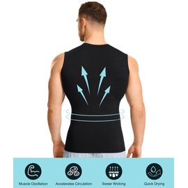 Eleady 2 Packs Compression Shirt Men Workout Shirts Athletic Base Layer Sleeveless Tank Top Slimming Undershirt - XXX-Large, Black+White