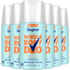 Degree Whole Body Deo Spray, Fresh Citrus 6-Pack – Aluminum-Free Deodorant for Women, Travel-Size, 72H Odor Control, 1.1 Oz Ea