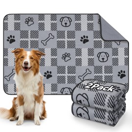 LOOBANI Washable Pee Pads for Dogs: 24"x36" 2 Pack Reusable Pee Pads Dogs, Puppy Pad Washable Waterproof Leakproof, Non-Slip Pet Whelping Pads Potty Training Pad for Dog Playpen, Crate, Grey
