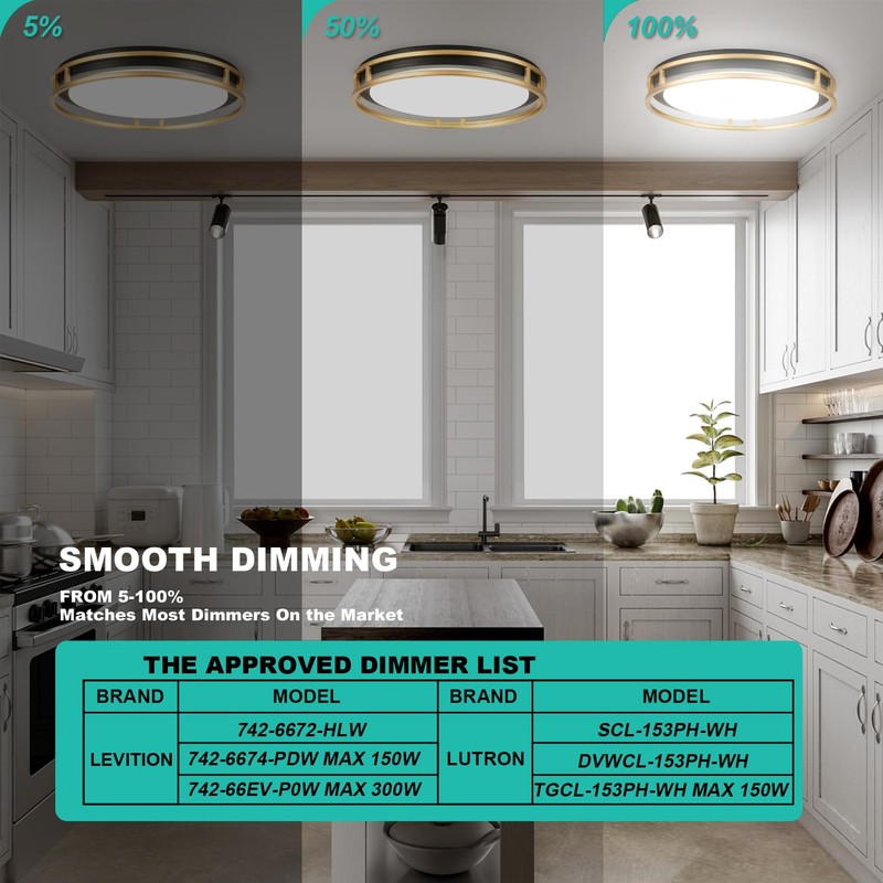 Flynix 13 Inch LED Flush Mount Ceiling Light Fixture, 26W,