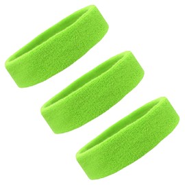 Kenz Laurenz Sweat Bands/Headbands for Women Men/Elastic Sports Sweatband Athletic Stretchy Band Workout Running Basketball Tennis Moisture Wicking Terry Cloth Set Keep Sweat Hair (neon Green)
