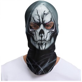 Kiyrnie Balaclava Face Mask Men Women 2 Hole Full Mask Motorcycle Cycling Party, Skull 12, One Size