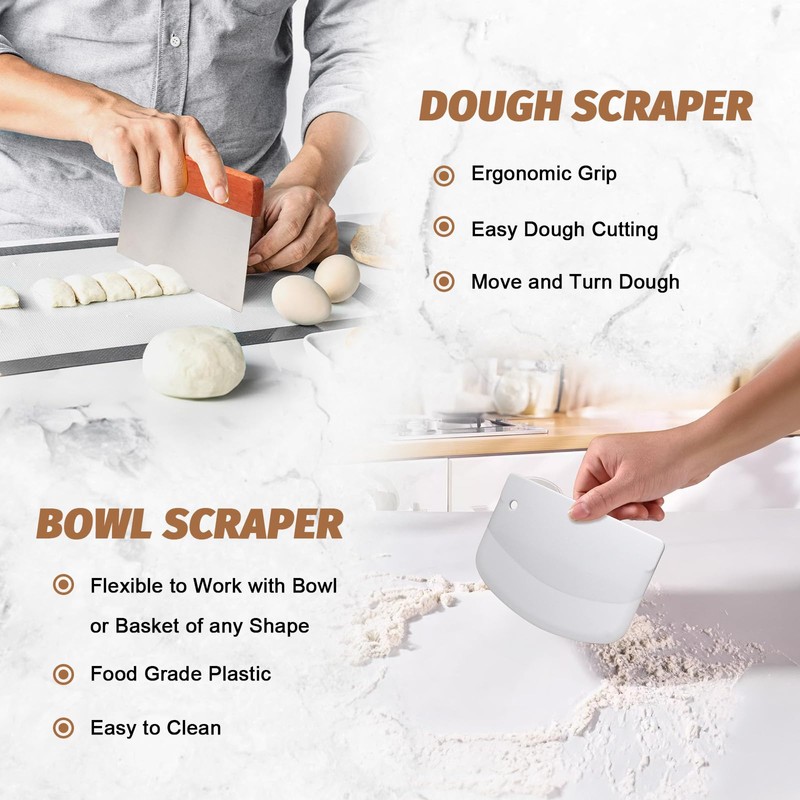 Sourdough Proofing Basket Gift Set, 9" Round and 10" Oval
