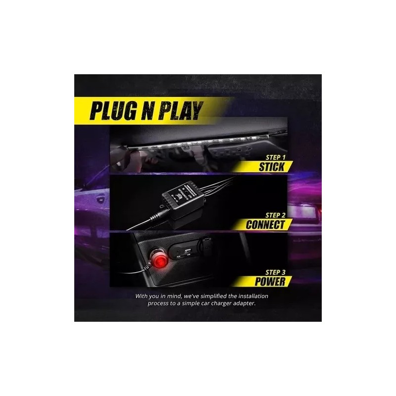 PUNKZZ Tiras 48 Led Rgb Interior Control Remoto Luz Para