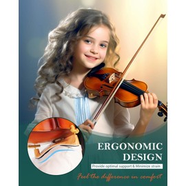 FANGXIN Violin Shoulder Rest for 4/4 Size, Violin Shoulder Rest with Comfortable Foam Pad & Height Adjustable Feet (Imitation Wood Grain)