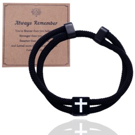 HALUKAKAH Faith Cross Bracelet for Boys - Premium Military Waterproof Nylon Adjustable Size - with Inspirational Message Card - Teen Boy Gifts - Reminder of Love and Faith