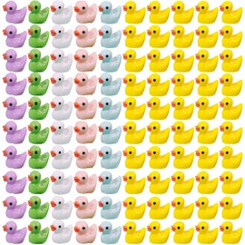 Taicols 100 Pcs Mini Duck Miniatures - Resin Waterproof Tiny Duckies Figures for Fairy Garden Decor, Dollhouse, Ornament, Micro Landscape, Aquarium, DIY Terrarium