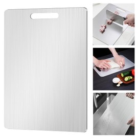 Stainless Steel Large Cutting Board, Pure Titanium Chopping Boards for Kitchen, Double-Sided Food Grade Cheese Metal Home Outdoor Camping Non Stick Board for Meat Vegetable Fruit
