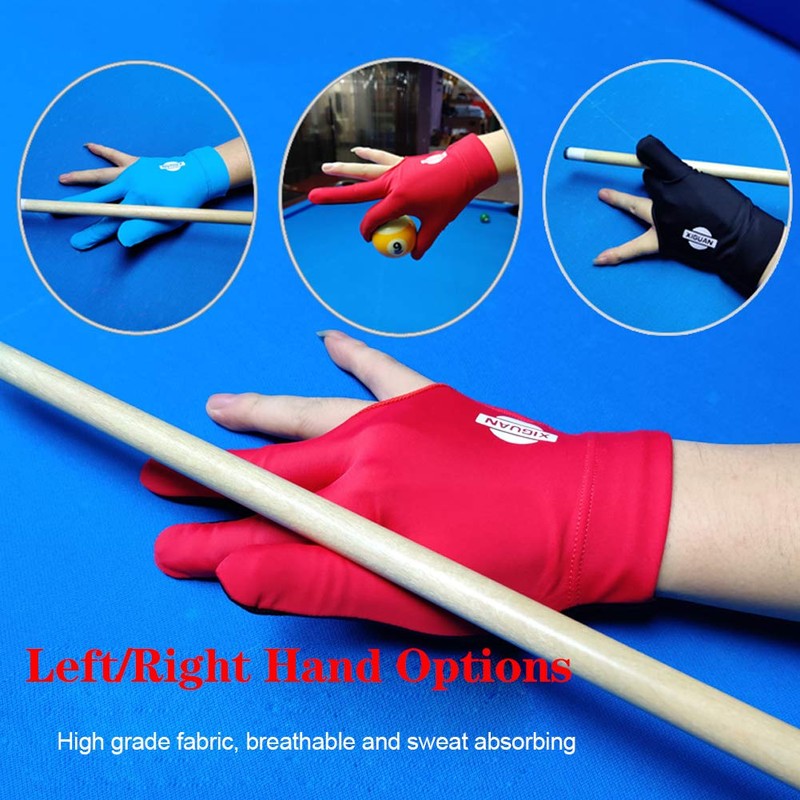 BEKZILY Billiard Gloves for Left/Right Hand (Black Full Finger, Right