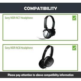 HTINDUSTRY Premium Ohrpolster-Ersatzkissen kompatibel mit Sony MDR NC8 MDR-NC8 MDR NC7 MDR-NC7 Noise Cancelling Kopfhörern Ohrpolster mit weicherem Proteinleder/Gedächtnisschaum