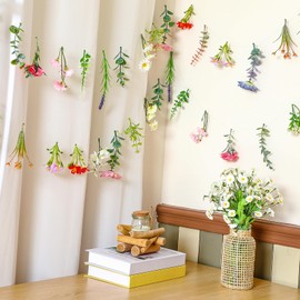 Suncalla 2 Pcs 6.6 ft Artificial Flower Banner Wildflower Garland Garden Tea Birthday Party Decoration Floral Hanging Decor Wildflower Backdrop for Bridal Baby Shower Fall Halloween Home(Vivid Color)