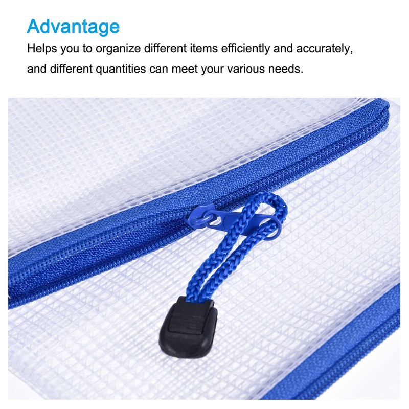sourcing map Mesh Zipper Bags, B8 Size File Document Pockets