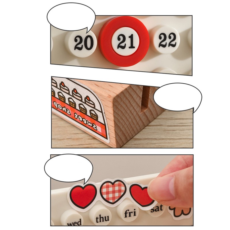 Wooden Kids Calendar DIY Hand Operated Develop Planning Skills Perpetual