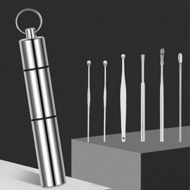 Portable earpick 6-piece set for ear cleaning ear flap 4ea