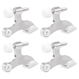 VOANZO 4 Pack Brushed Nickel Hinge Door Stopper Adjustable Heavy Duty Hinge Pin Door Stops with White Rubber Bumper Tips