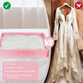 Wedding Dress Storage Box,Wedding Dress Preservation Kit with 50 Sheets of Acid Free Tissue Paper,1 Pair Microfiber Gloves and Clothing Desiccants,WeddingDress Preservation Box-Bride Musthaves