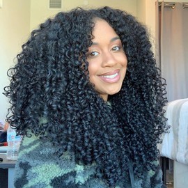 WIGER Kinky Curly Crochet Hair Braiding Hair Marlybob Black Jerry Curly Passion Twist Hair 18 Inches Long Curly Crochet Braids Weave Synthetic Kinky Twisted Hair Extensions for Locs (6 Packs, 1B)