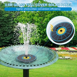 Yzert Solar Fountain for Bird Bath, 3.5W Upgraded Solar Bird Bath Fountain with 4 Fixed Pipes 7 Nozzles No Battery, Solar Fountain Pump for Bird Bath Small Ponds Pool Outdoor(Blue)