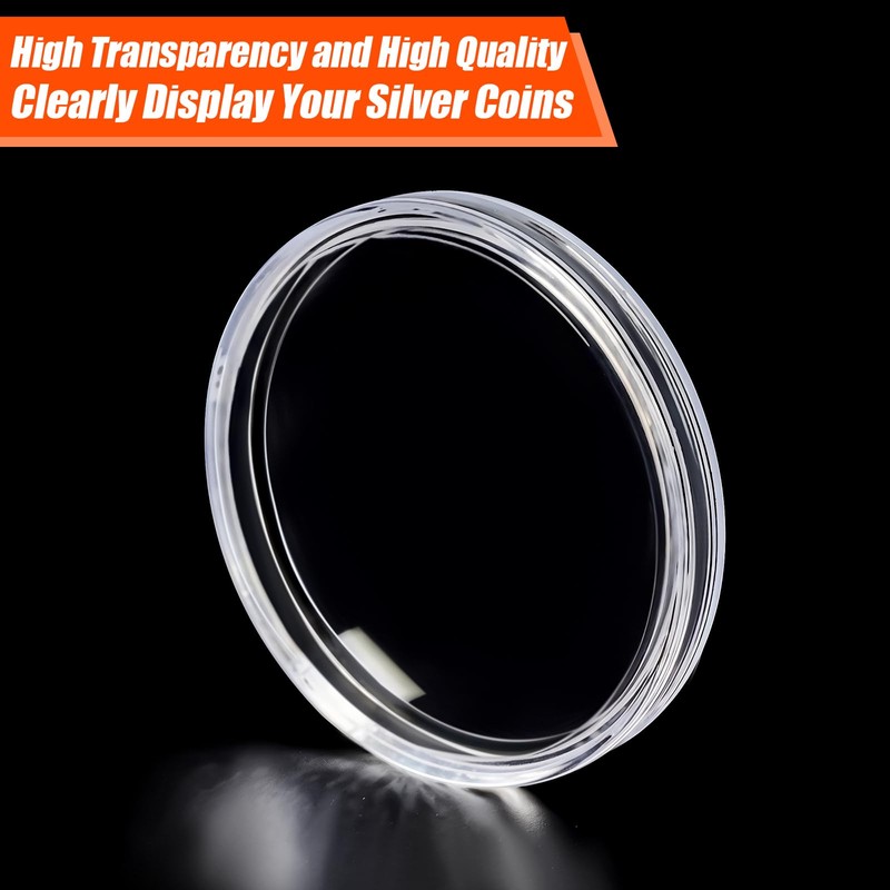 100Pcs 40.6mm Silver Dollar Coin Holder,Clear Plastic Eagles Coin Capsules
