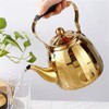 Stainless Steel Golden Teapot, 2000ml (67.63oz) with Infuser and Heat-Resistant
