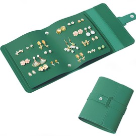 QBestry Travel Earring Holder Organizer Stud Earring Organizers and Storage Travel 63 Pairs Stud Earring Holder for Girls Earring Book Organizer Women Earring Storage Book Earring Travel Case Emerald