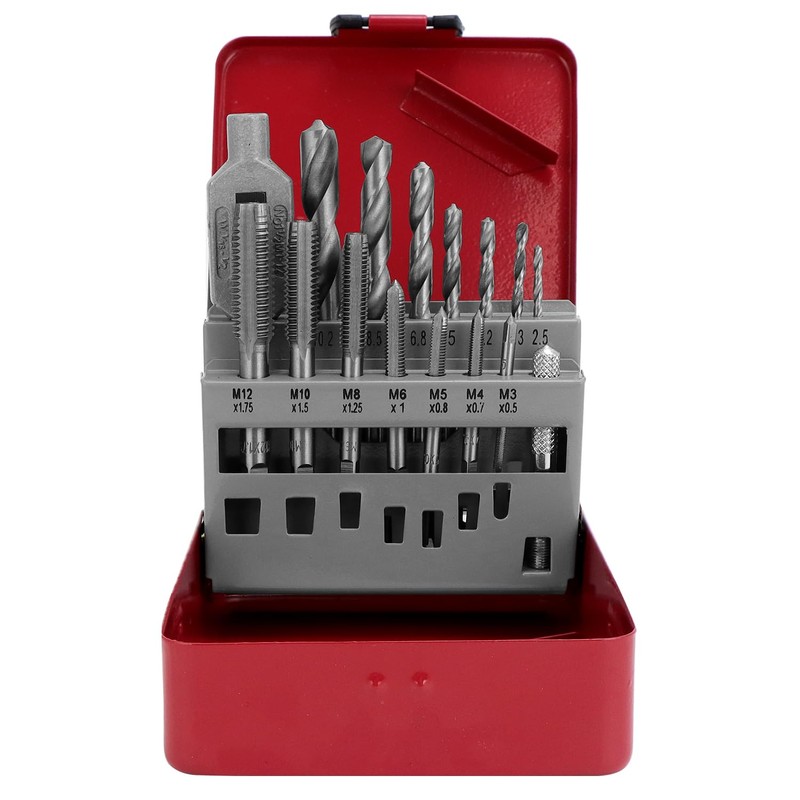 QWORK® 16-Piece Professional Tap and Drill Set, M3-M12 Tap Set,