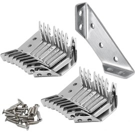 20 Pack Universal Stainless Steel Furniture Corner Connector, Stainless Steel Angle Corner Brackets for Shelf Cabinet Table Chair, (Silver)
