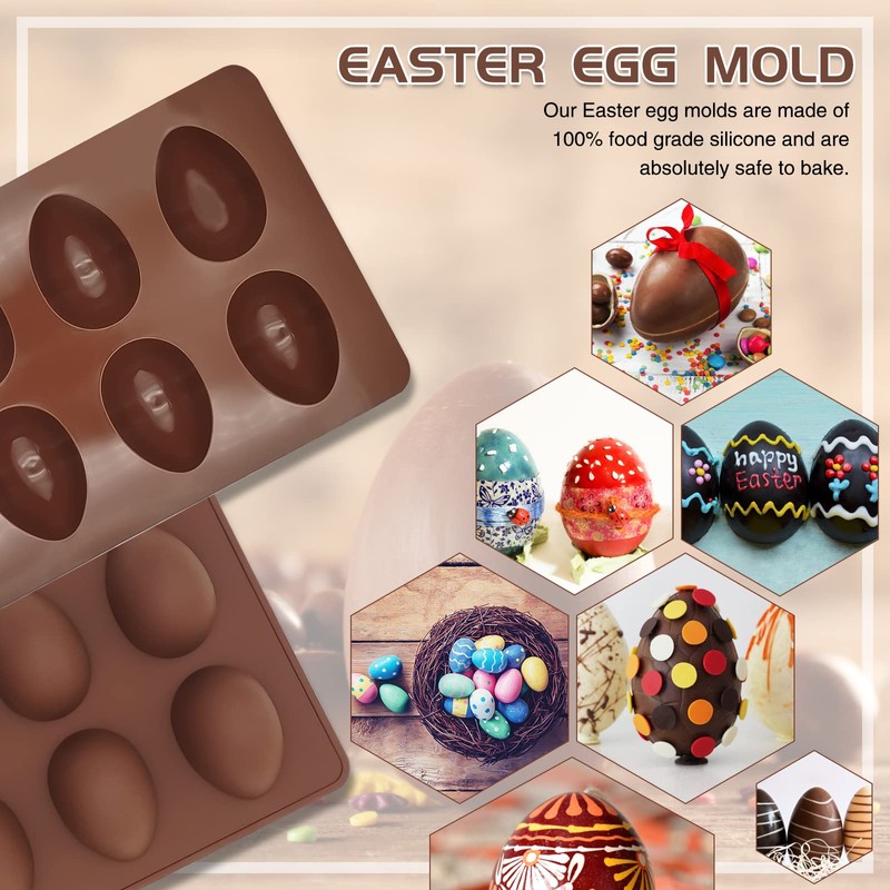 2-pack Easter Egg Silicone Molds for Cake Decorating,Peanut Butter Chocolate,