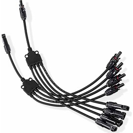 Y Branch 1 Male to 4 Female (M/FFFF) and 1 Female to 4 Male (F/MMMM) Plug Parallel Adapter Wire Plug Tool Kit for Solar Panel