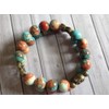 Boho Gipsy White Jade Multi Row Bracelet Tinted Brown Orange
