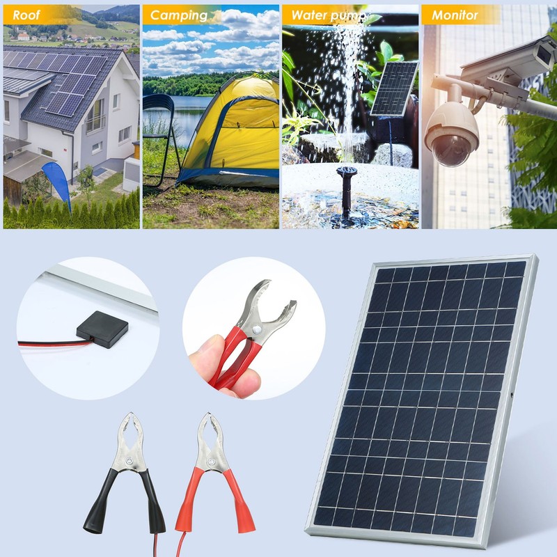 Solar Panel 10W 12V Polycrystalline IP65 Waterproof Portable 30A Solar