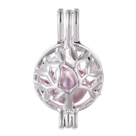 Vie jeune 10pcs Tree of Life Pearl Cage Bright Silver Beads Cage Locket Pendant Jewelry Making Supplies-For Oyster Pearls, Essential Oil Diffuser, Fun Gifts (Tree of Life)