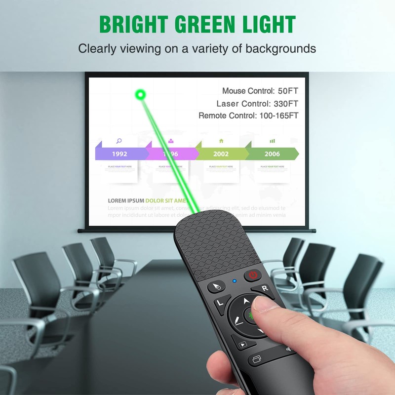 Presentation Clicker Mouse Control with Green Light for PowerPoint Presentations,