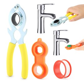 2 Pcs Faucet Aerator Removal Wrench and 1Meter Sealing Tape, Faucet Bubbler Wrench Kit, Installing Faucet Removal Repair Spanner Tool for Kitchen Sink Bathroom Aerator