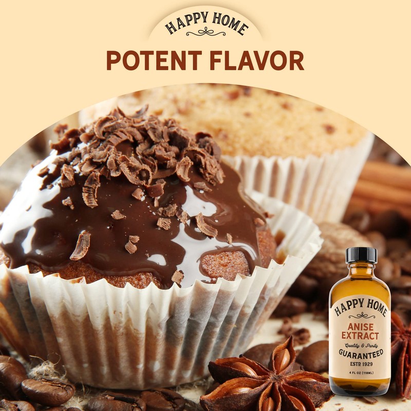 Happy Home Pure Anise Extract - Certified Kosher, 4 oz.