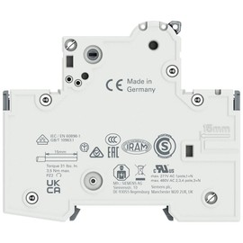 Siemens 5SY6316-7 Three Pole MCB, Rated at 16A, Type C for 400 V AC. Siemens 5SY Miniature Circuit Breakers.