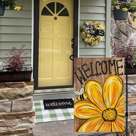 ARGOOFG Summer Sunflower Bee Garden Flag 12x18 Inch Double Sided Welcome Floral Outdoor Small Seasonal Yard Flags for Outside Spring Porch Decorations 3-12