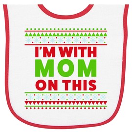 inktastic I'm with Mom on This Baby Terry Cloth Bib White and Red 44a61
