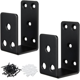 Door Barricade Brackets,2Pack Heavy Duty Door Security Bar Brackets,Open Security Bar Holder U Brackets,Fits 2 x 4 Lumber for Door Brace, Home, Garage, Barn, Shed,Gate Security, Black