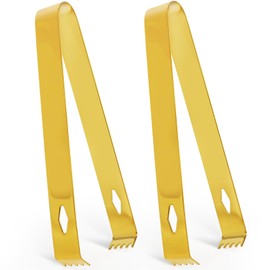 USATDD 2 Pack Gold Serving Tongs 5.9 Inches Ice Sugar Tongs Food-Grade Stainless Steel Food Appetizer Tongs Kitchen Tongs for Serving and Cooking for Party Coffee Bar, Gold Tongs