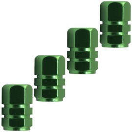 AERZETIX - C64521 - Set of 4 Valve Caps / Plugs for Car Tyres - Hexagonal Shape - Green - Aluminium - Wheel Accessories Tuning Car Moto Decoration Truck Camion Vehicle