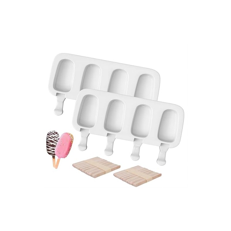 Moldes para Paletas de Hielo, 8 Cavidades de Silicona +