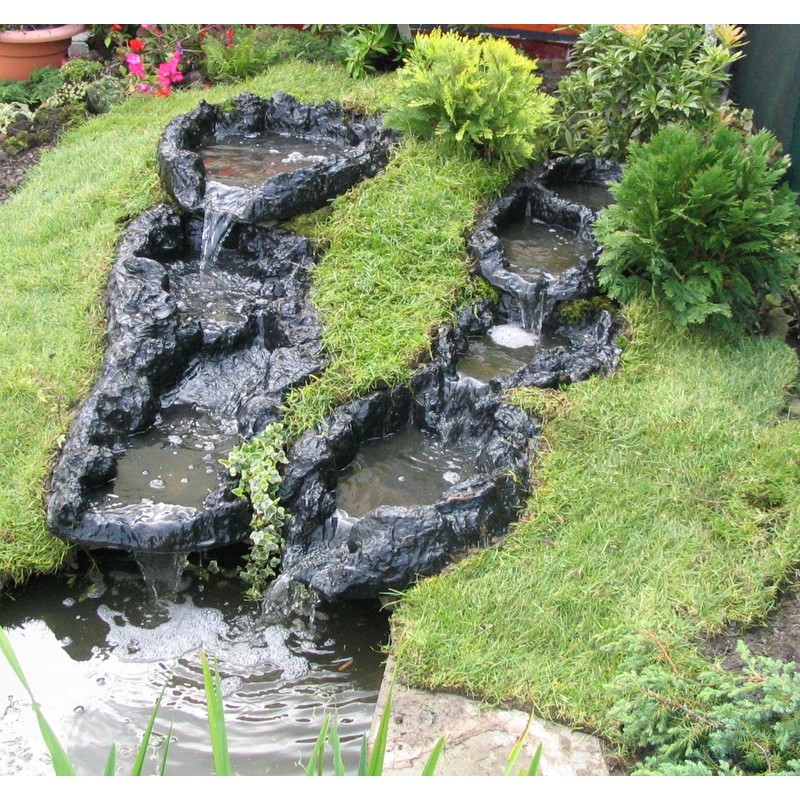 PondH2o Header Pool Waterfall Cascade, Lightweight Black PVC Water Garden