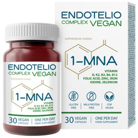 Endotelio 1-MNA Vegan Complex, Anti Ageing Optimising NAD+, Vitamins and Minerals for Women and Men, D3, K2, B2, B6, B12, Folic Acid, Zinc, Iron, Iodine, Selenium, Biohacking, 30 Capsules