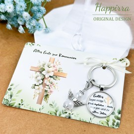 Happirra Communion Gifts for Girls Boys, Guardian Angel Communion Keyring with Card, Small Gifts for Communion Decoration, First Communion Gifts, a