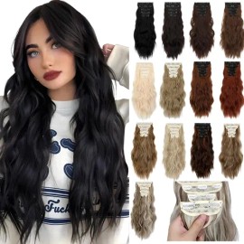 Extensiones De Cabello De Pelo Ondulado Cortinas Clip 6 Pzs
