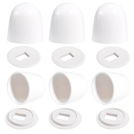 6 Packs Universal Toilet Bolt Caps, 1.44" White Round Push-On Toilet Bowl Bolt Covers with Washers, Easy Snap-On Installation, White Decorative Toilet Screw Caps for Floor Bolts