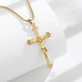 EUDORA Harmony Ball Cross Necklace for Men and Women Sterling Silver S925 18K Gold-Plated Crucifix Necklace Jesus Cross Pendant Faith Jewellery Christian Gift for Men Women 22 Inches + 2 Inches,