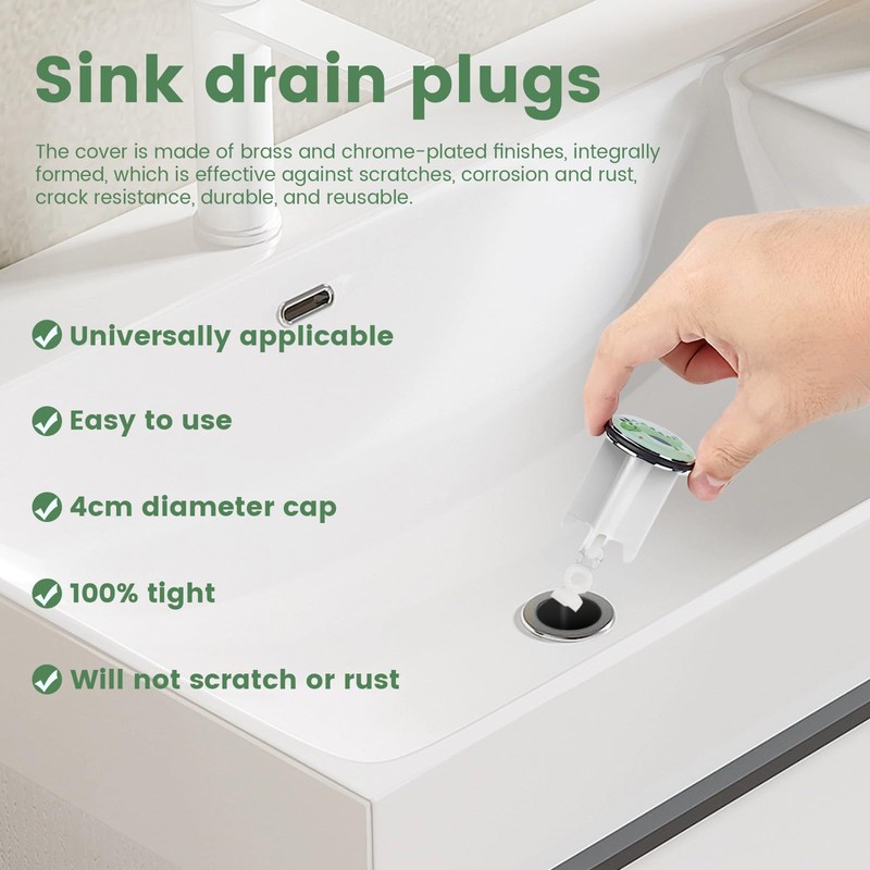 Kurkip 2 x Universal Adjustable Sink Plug 40mm White Dinosaur